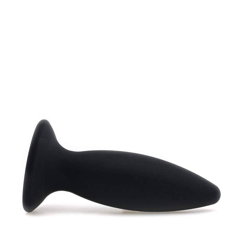 Czarny wibrujący korek analny z silikonu o aksamitnej powłoce, ładowany przez kabel USB - 14,7 cm