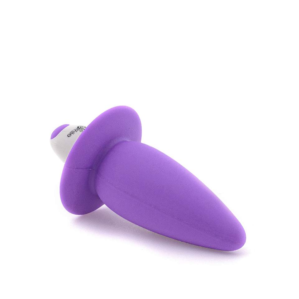 Fioletowy korek analny z mini wibratorem na baterie