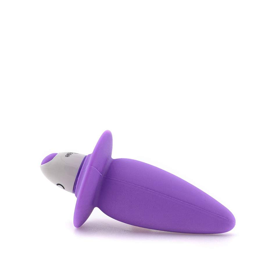 Fioletowy korek analny z mini wibratorem na baterie