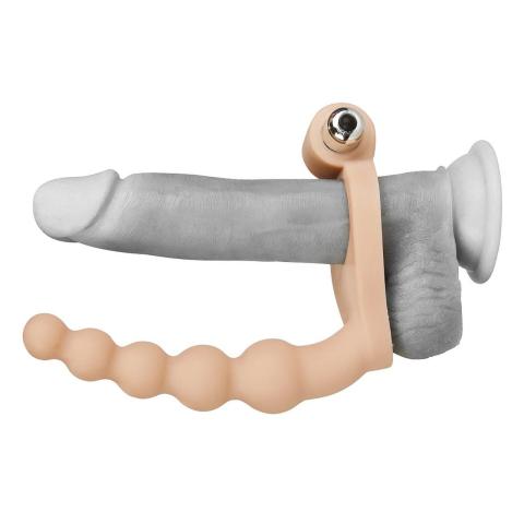 Pierścień na penisa z wibratorem i dildo 16,5 cm – 10 trybów