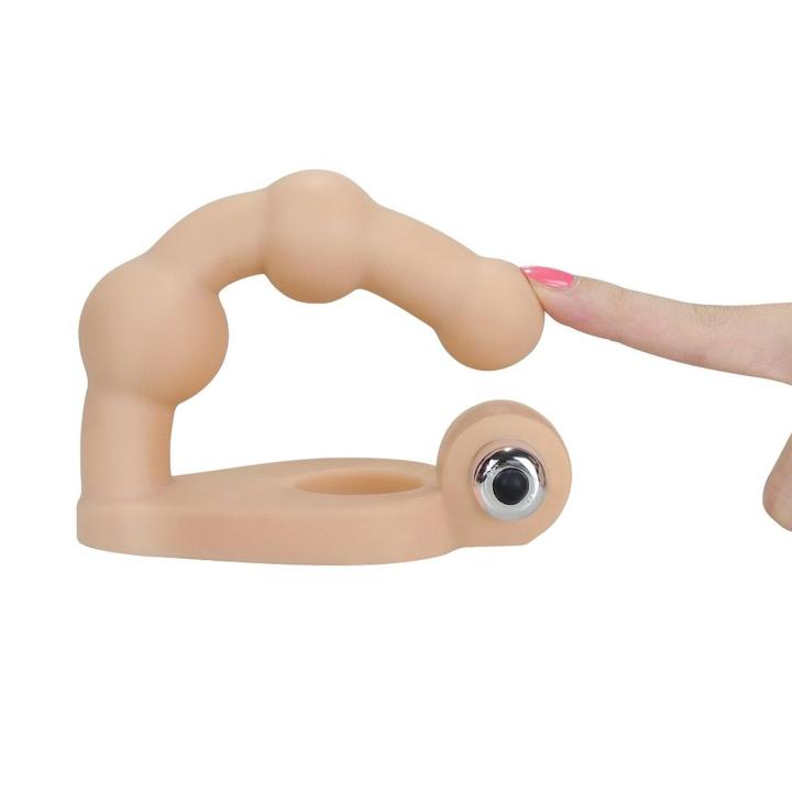 Wibrujący pierścień erekcyjny z dildo 15,2 cm | 10 trybów | Wodoodporny