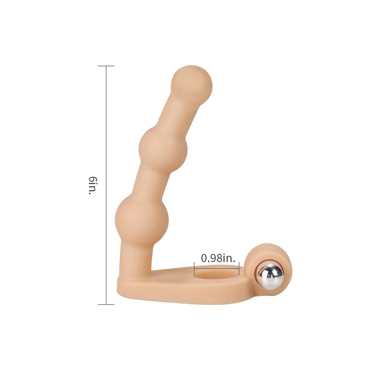 Wibrujący pierścień erekcyjny z dildo 15,2 cm | 10 trybów | Wodoodporny