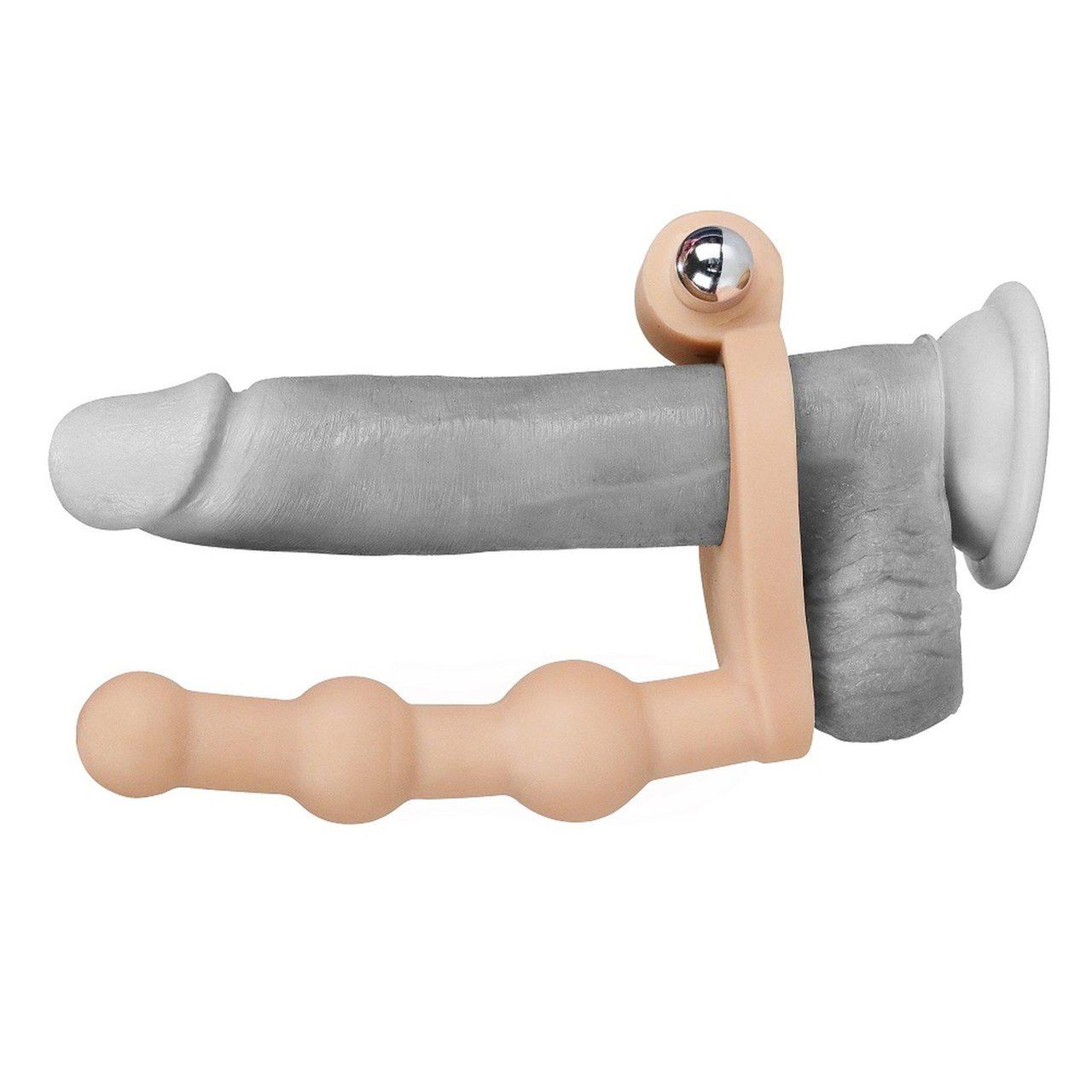 Wibrujący pierścień erekcyjny z dildo 15,2 cm | 10 trybów | Wodoodporny