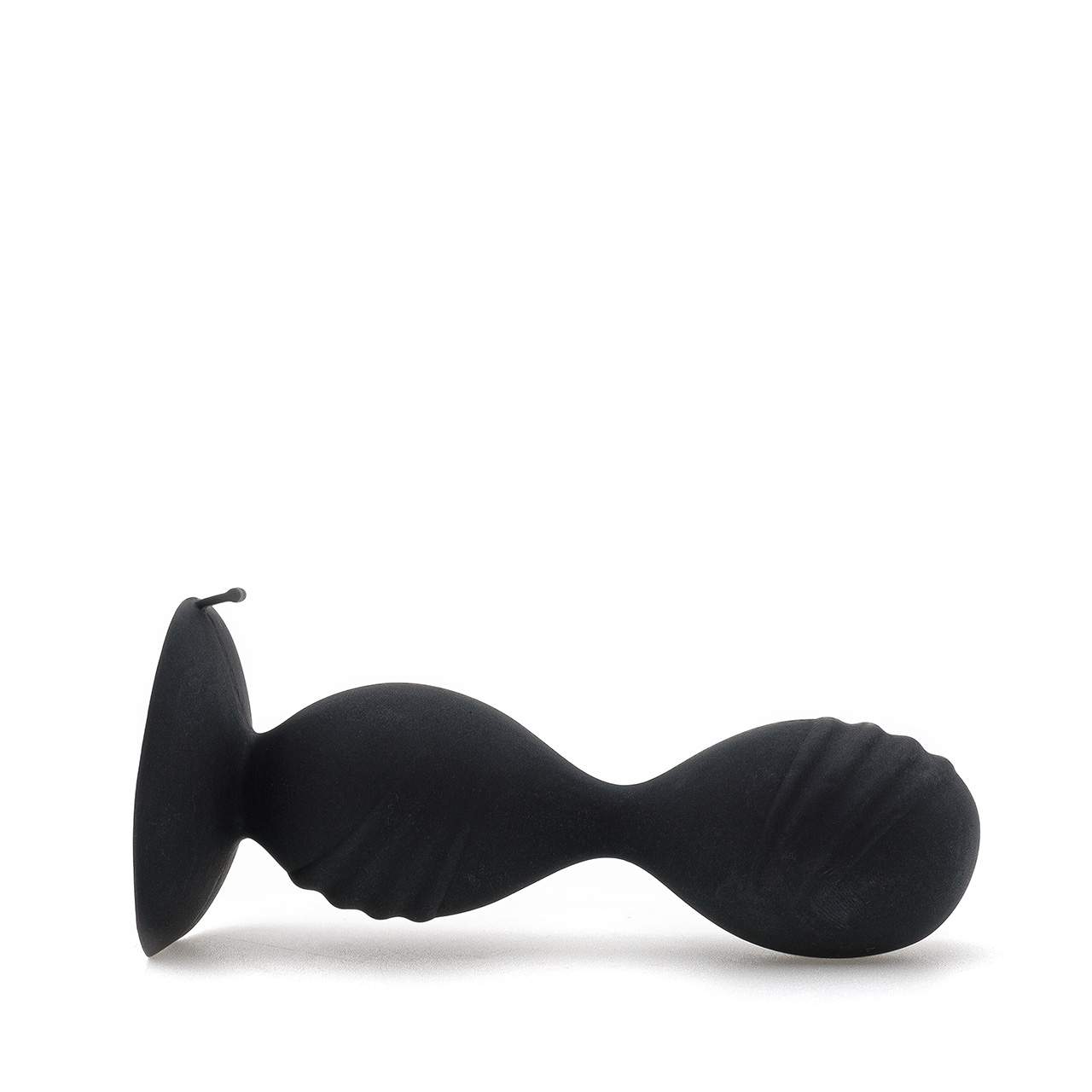 Czarny silikonowy korek analny z prążkowaniem dla kobiet i mężczyzn - średnica 3,7 cm