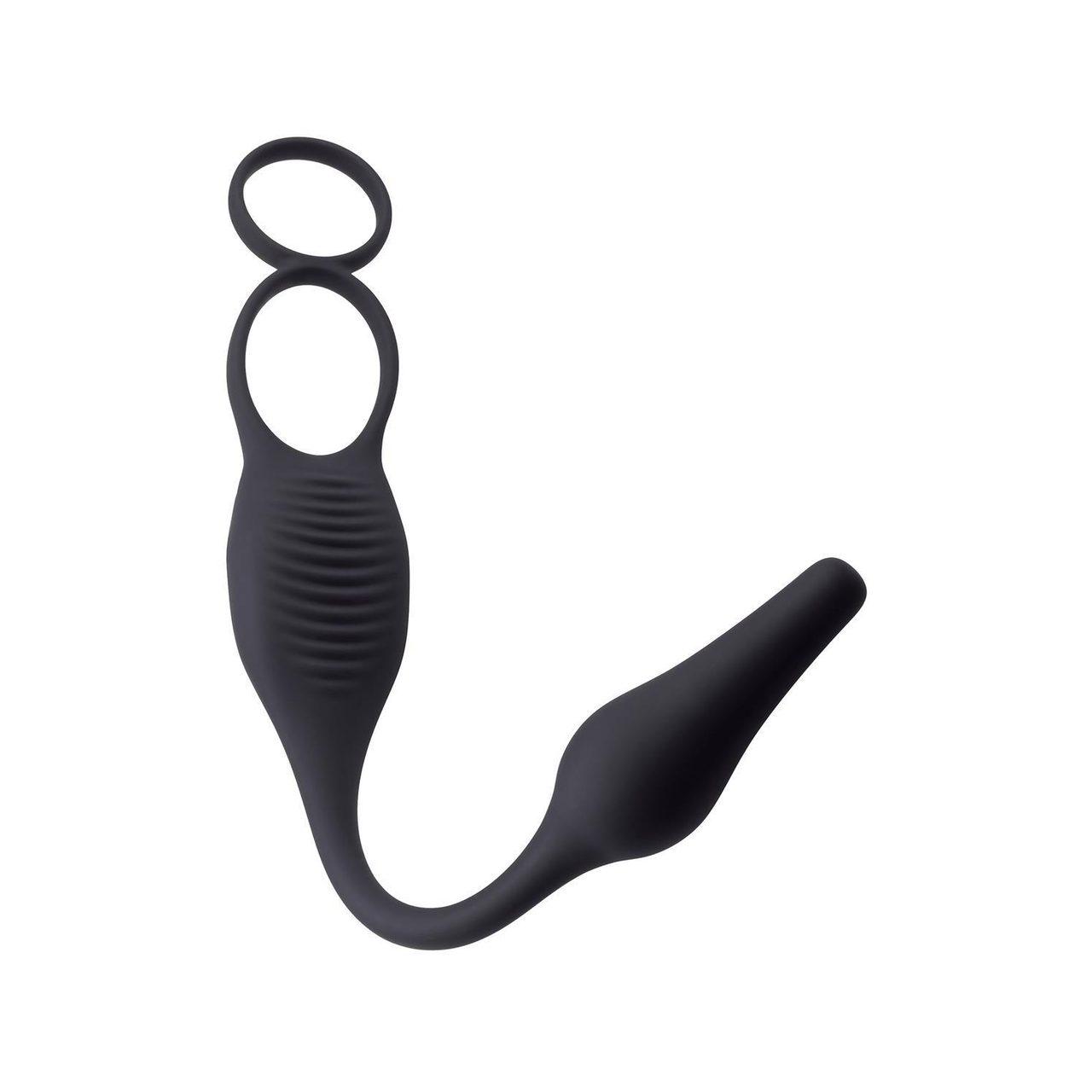 Wibrujący korek analny z podwójnym pierścieniem erekcyjnym usb | Loris.pl