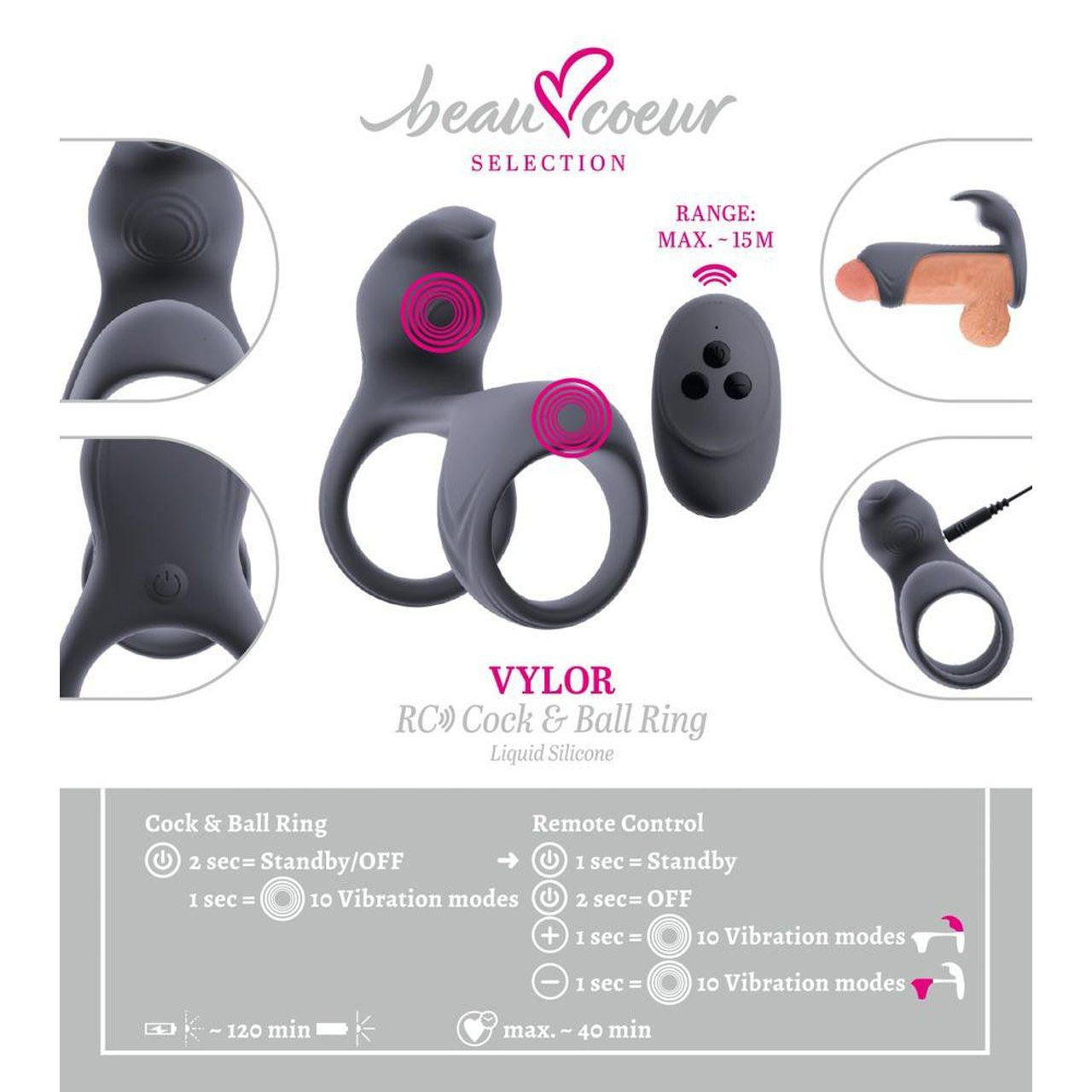 Podwójny pierścień wibrujący z pilotem i stymulatorem łechtaczki | Loris.pl