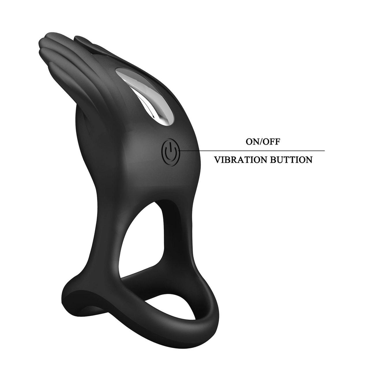 Wibrujący pierścień na penisa 7 trybów | Silikonowy ring czarny