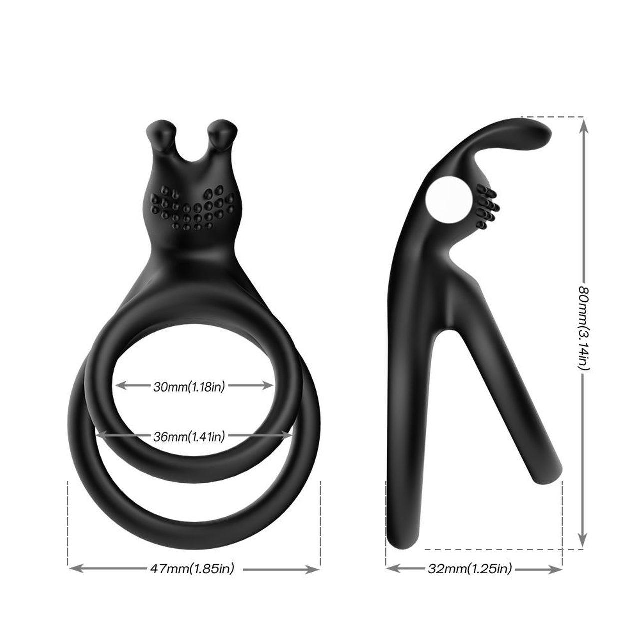 Podwójny pierścień erekcyjny z „uszami królika” – silikon medyczny | Loris.pl