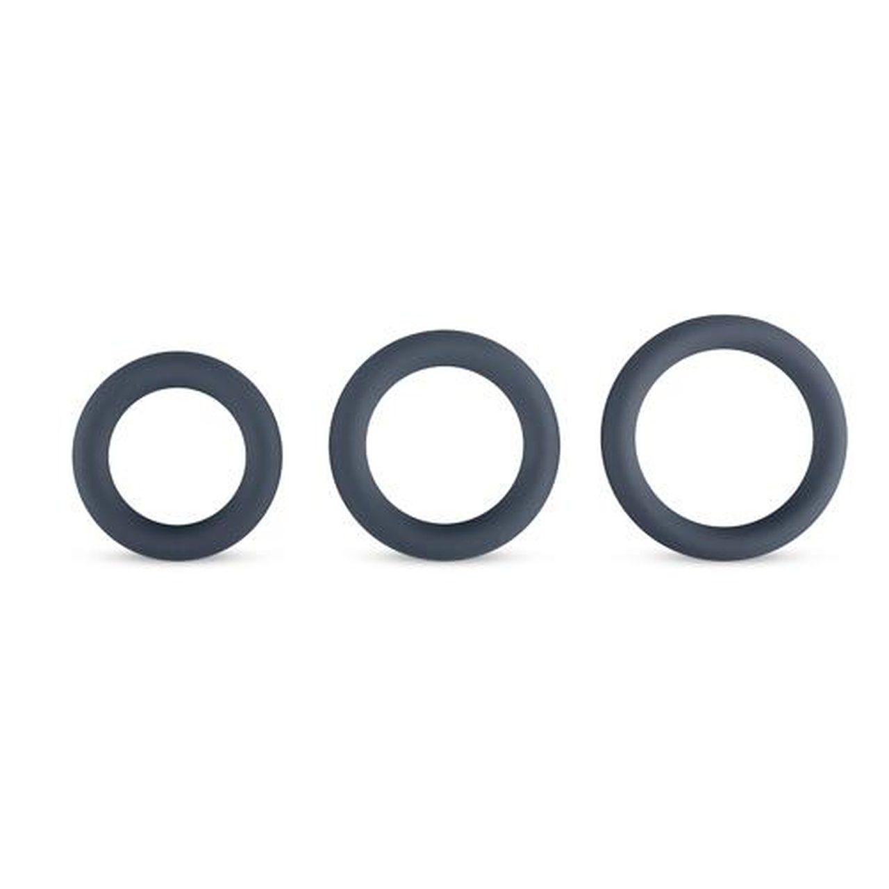 Zestaw 3 silikonowych pierścieni erekcyjnych bez wibracji szary | Loris.pl