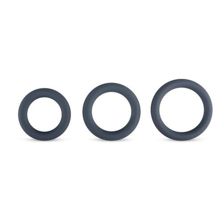 Zestaw 3 silikonowych pierścieni erekcyjnych bez wibracji szary | Loris.pl