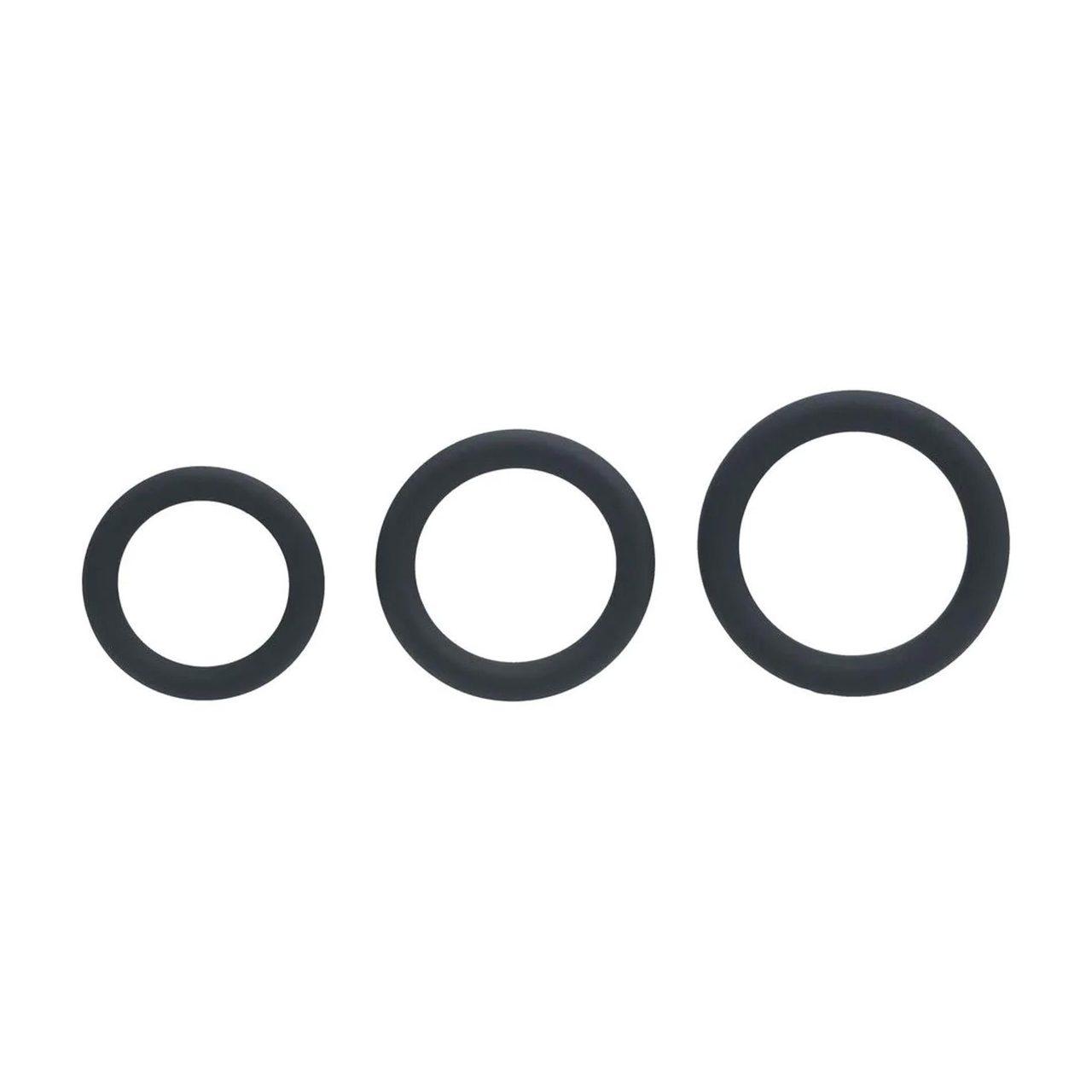 Zestaw pierścieni erekcyjnych silikonowych 3 szt. XS S M czarne | Loris.pl
