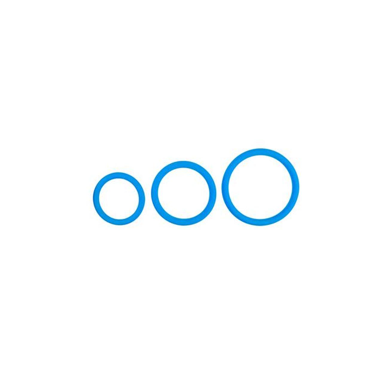 Zestaw 3 silikonowych pierścieni erekcyjnych niebieskich bez wibracji | Loris.pl