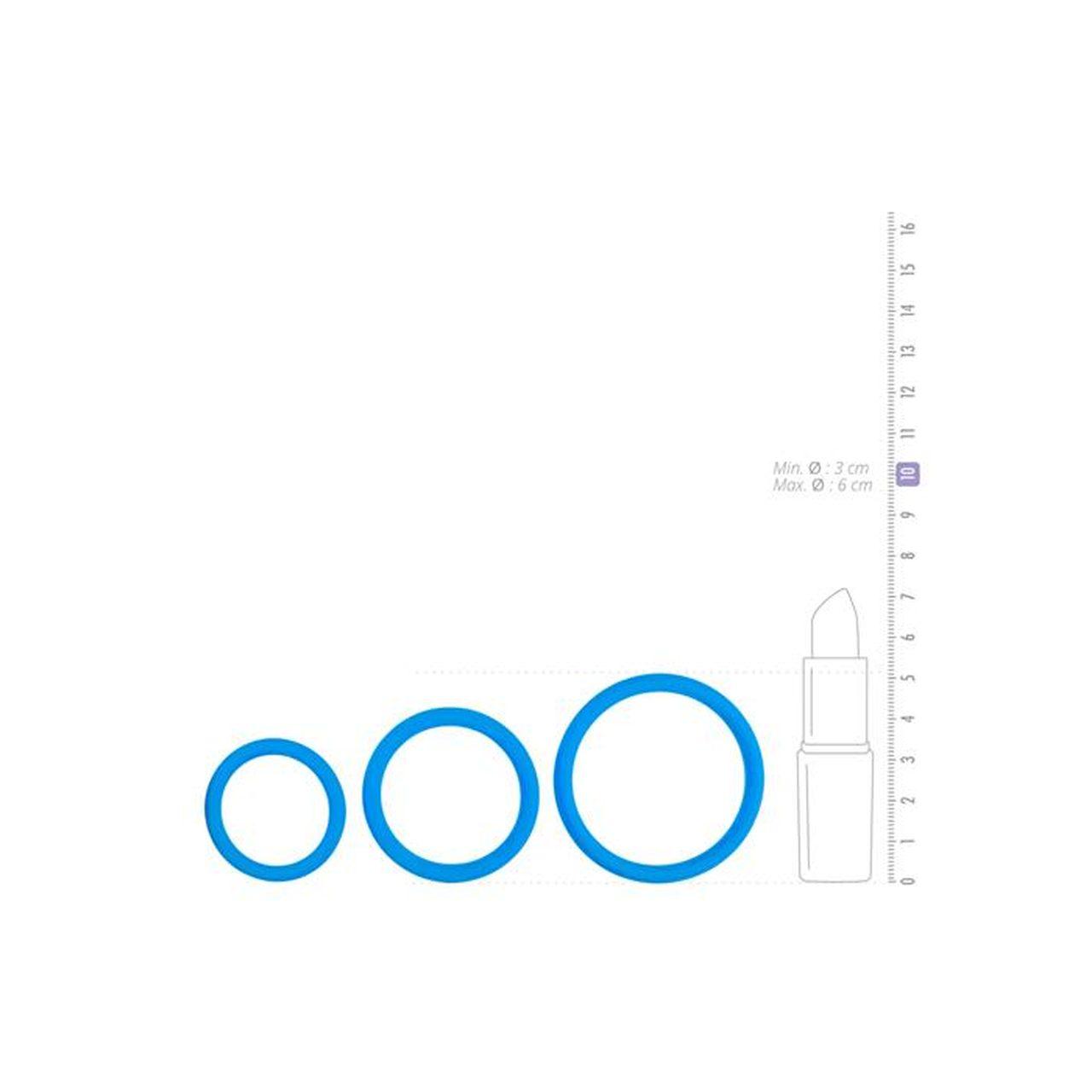Zestaw 3 silikonowych pierścieni erekcyjnych niebieskich bez wibracji | Loris.pl