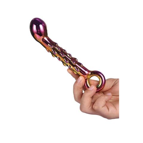 Szklane dildo do punktu G i P 18 cm z wypustkami
