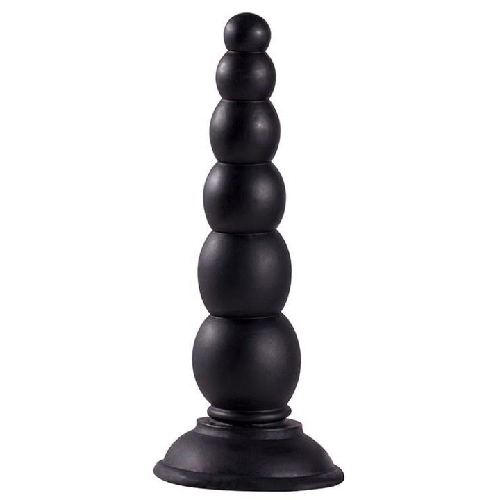 Korek analny z kulkami i przyssawką czarny | Stopniowane doznania