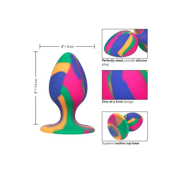 Plug analny medium tie-dye z przyssawką - silikonowy | Loris.pl