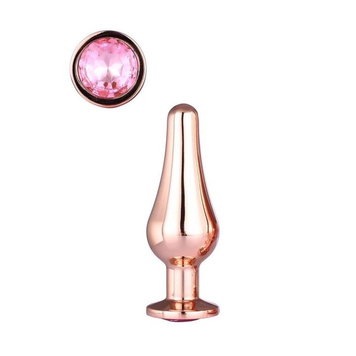 Korek analny rose gold z kamieniem – metalowa biżuteria analna