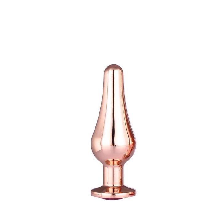 Korek analny rose gold z kamieniem – metalowa biżuteria analna