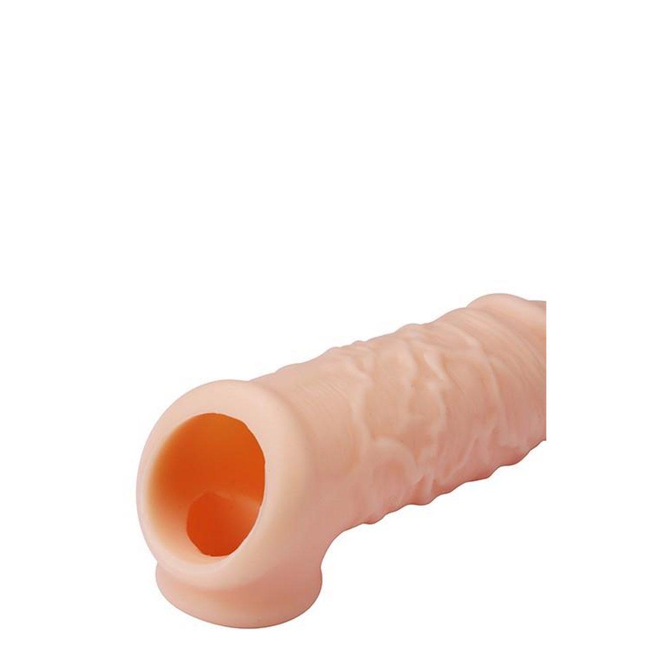 Silikonowa przedłużka na penisa z paskiem na jądra 14 cm | Loris.pl