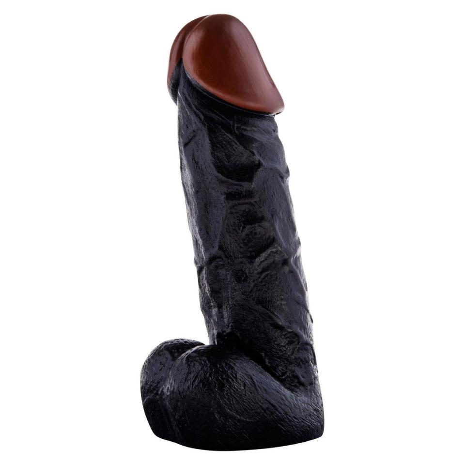 Realistyczne czarne dildo  z żyłkowaniem i miękkiego PVC- 20 cm