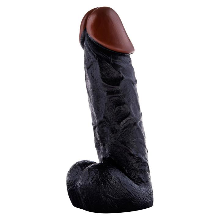 Realistyczne czarne dildo 20 cm z żyłkowaniem | Loris.pl
