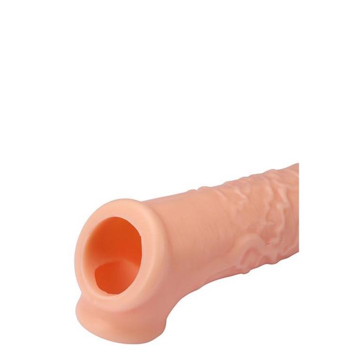 Silikonowa nakładka przedłużająca 17 cm z paskiem na jądra