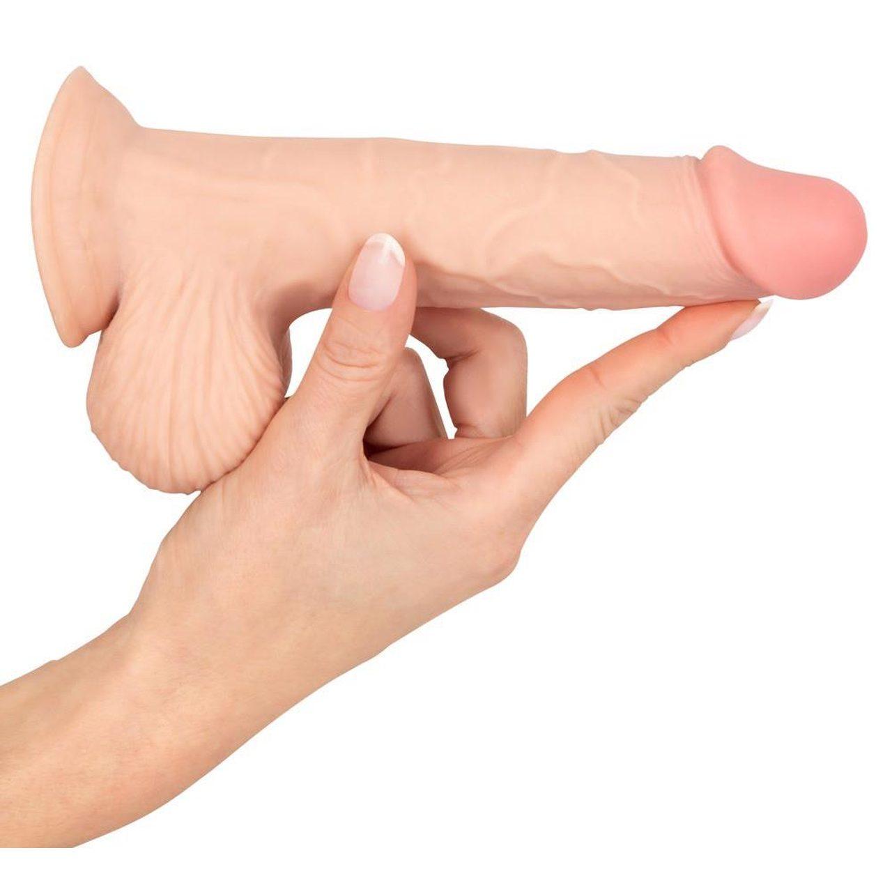Realistyczne dildo z ruchomą skórką i przyssawką 18,7 cm | Loris.pl