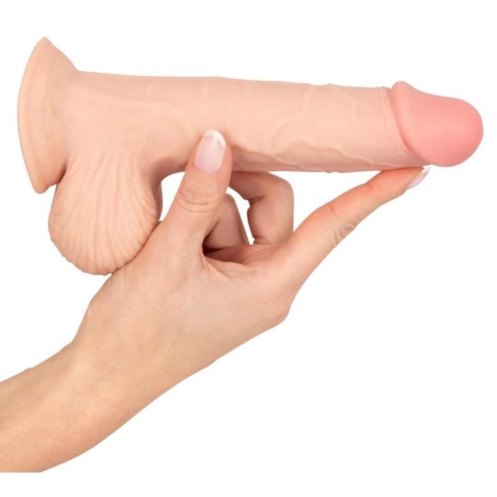 Realistyczne dildo z ruchomą skórką i przyssawką 18,7 cm
