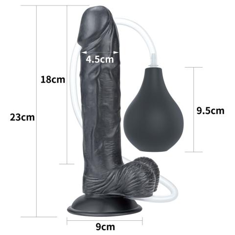 Realistyczne dildo do squirtingu z przyssawką 22,5 cm czarne