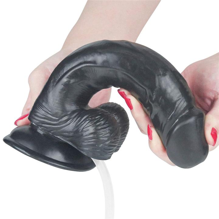 Realistyczne dildo do squirtingu z przyssawką 22,5 cm czarne
