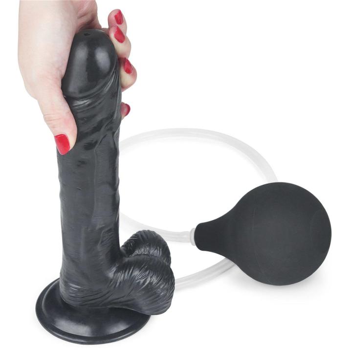 Realistyczne dildo do squirtingu z przyssawką 22,5 cm czarne