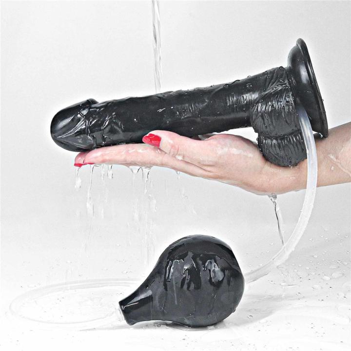 Realistyczne dildo do squirtingu z przyssawką 22,5 cm czarne
