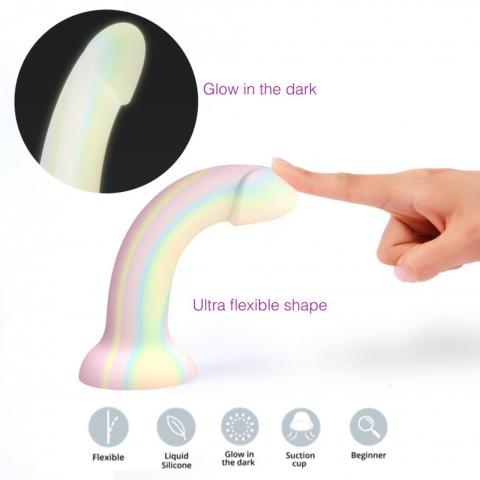 Świecące dildo silikonowe z przyssawką – wodoodporne