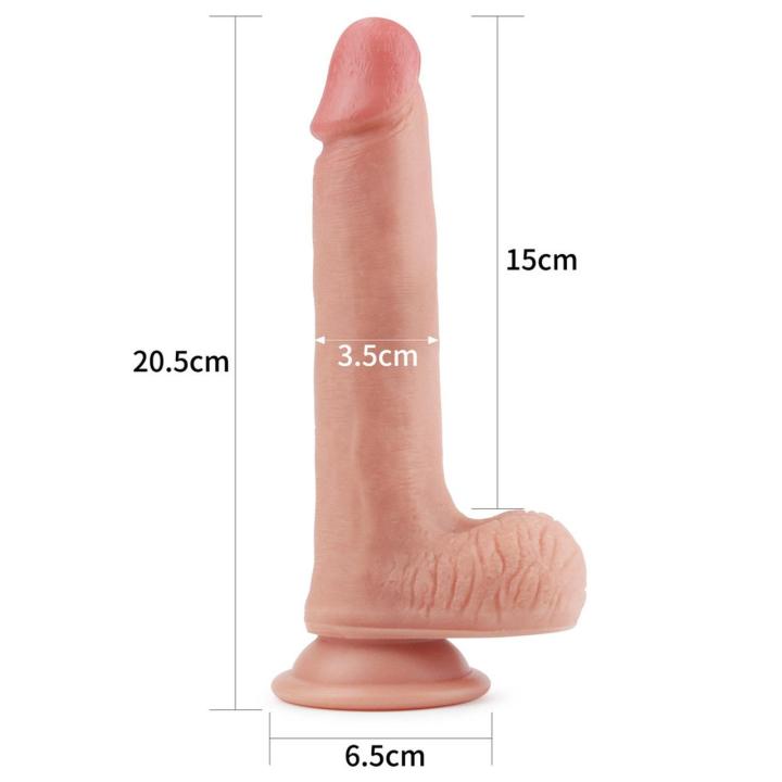 Realistyczne dildo 20,5 cm z przyssawką | Podwójna warstwa silikonu