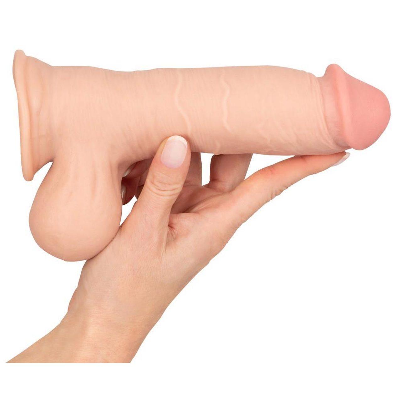 Realistyczne dildo z ruchomą skórką i przyssawką 19,9 cm | Loris.pl