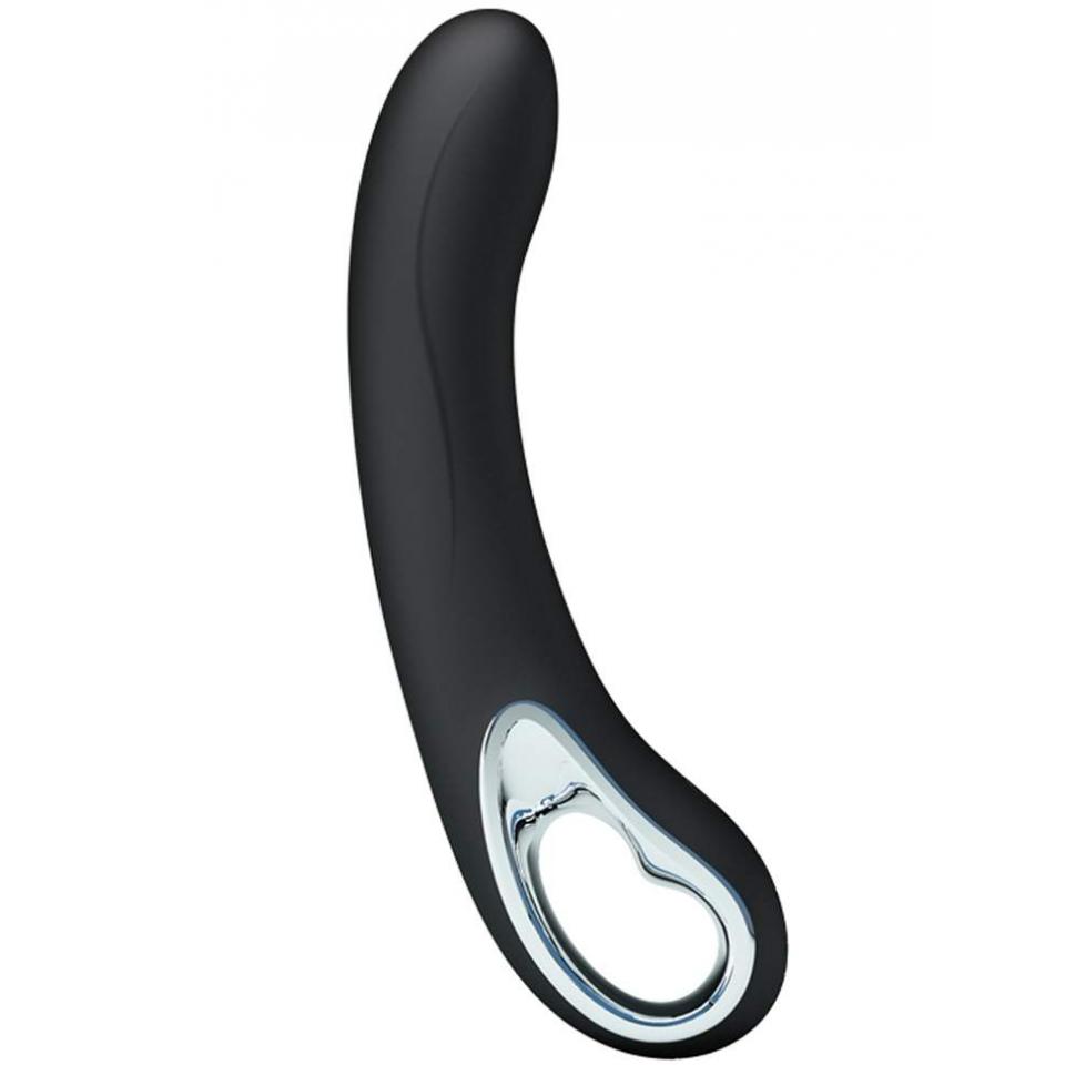 Czarny silikonowy wibrator klasyczny z ergonomiczną rączką - 19 cm