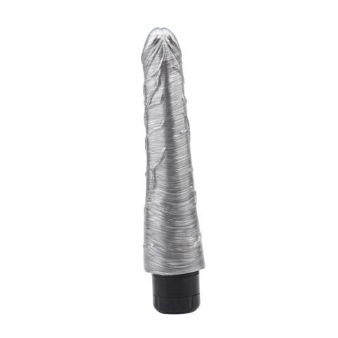 Srebrny realistyczny wibrator 23 cm z regulacją wibracji