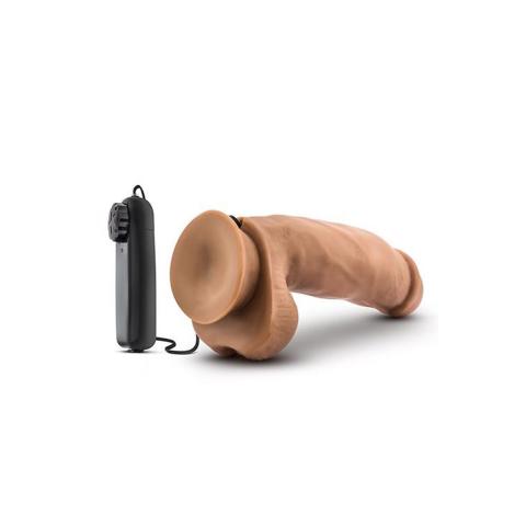 Realistyczny wibrator z pilotem 17,7 cm mocha – przyssawka