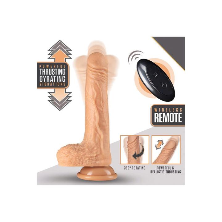 Realistyczne dildo pchające 19,6 cm z pilotem i przyssawką