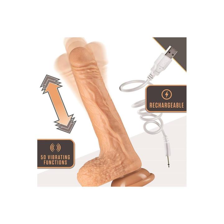 Realistyczne dildo pchające 19,6 cm z pilotem i przyssawką