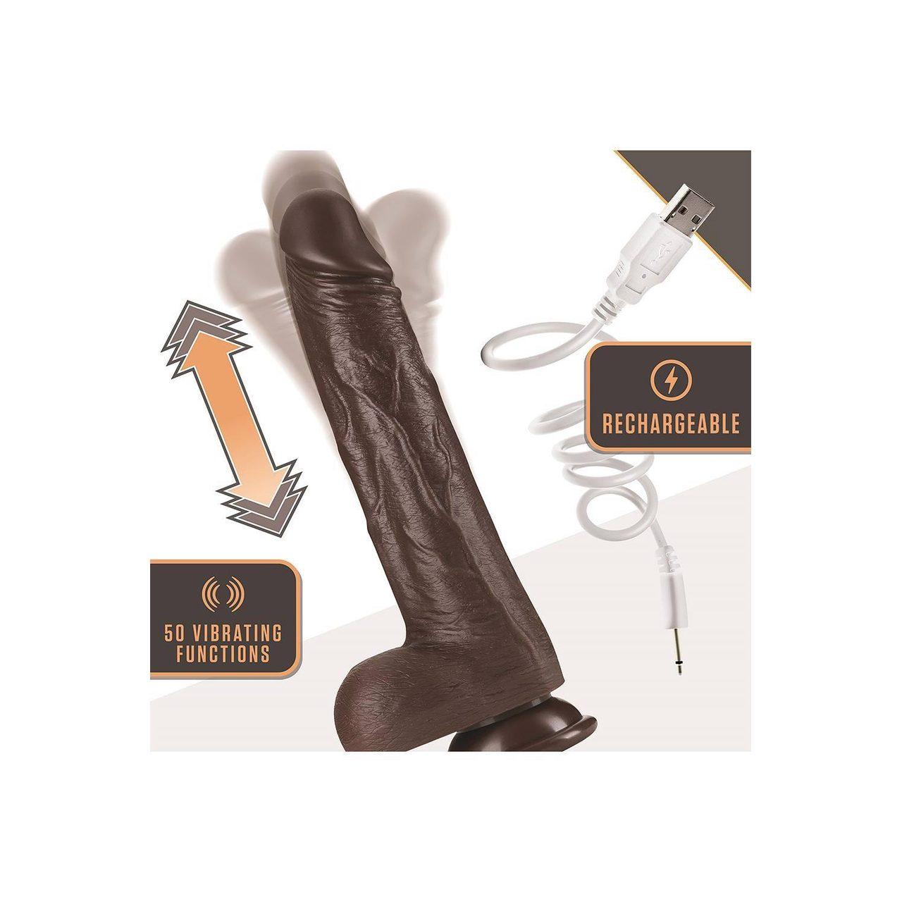 Realistyczne dildo z posuwem i pilotem 22,2 cm | Silikon | Loris.pl
