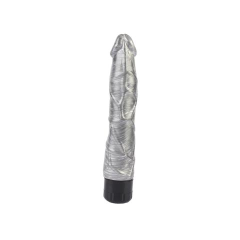 Srebrny wibrator realistyczny 22,5 cm – naturalne PVC