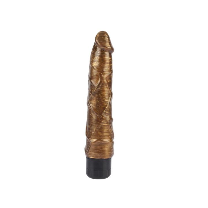 Realistyczny wibrator 22,5 cm złoty z naturalnego PVC