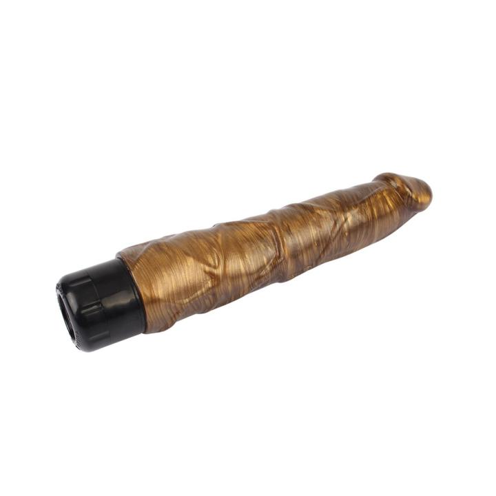 Realistyczny wibrator 22,5 cm złoty z naturalnego PVC