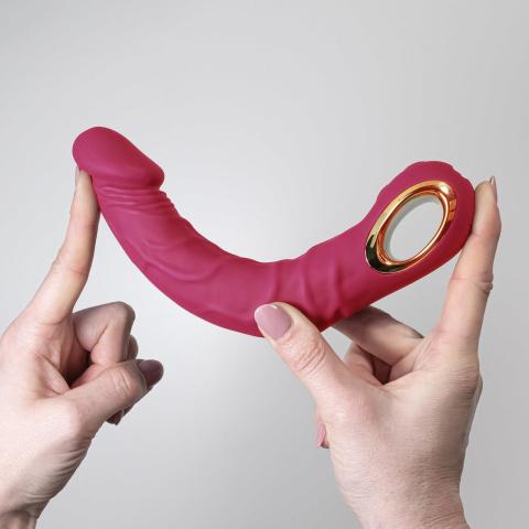 Realistyczny wibrator zginany różowy | 10 trybów, uchwyt na palec, USB