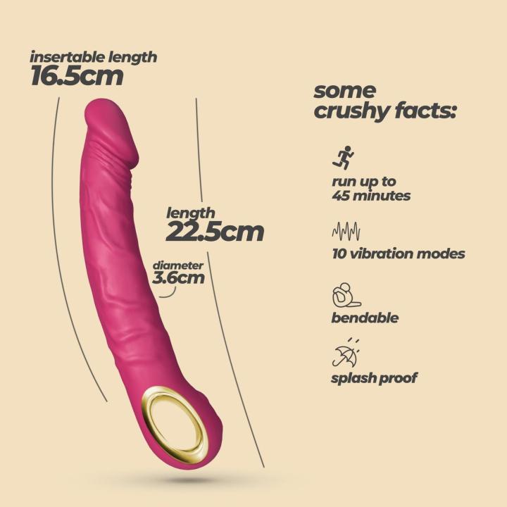 Realistyczny wibrator zginany różowy | 10 trybów, uchwyt na palec, USB