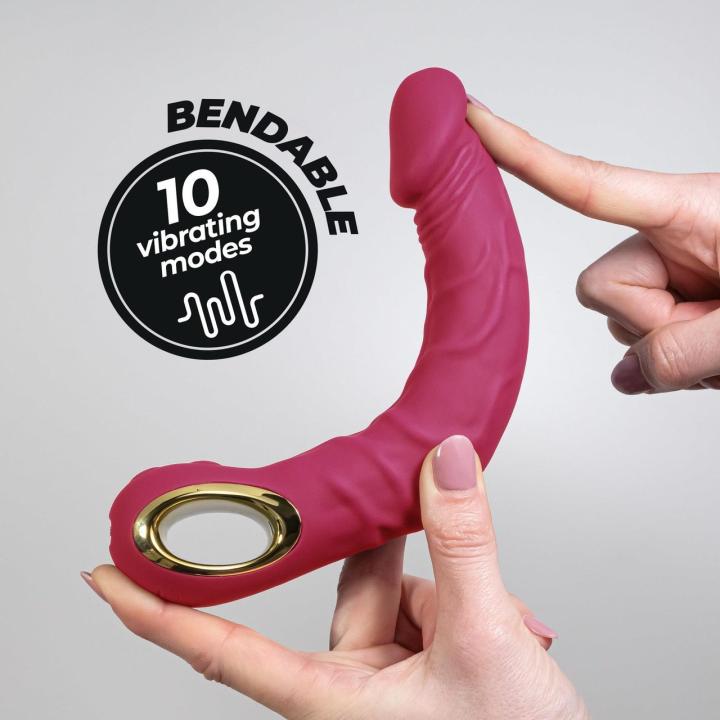 Realistyczny wibrator zginany różowy | 10 trybów, uchwyt na palec, USB