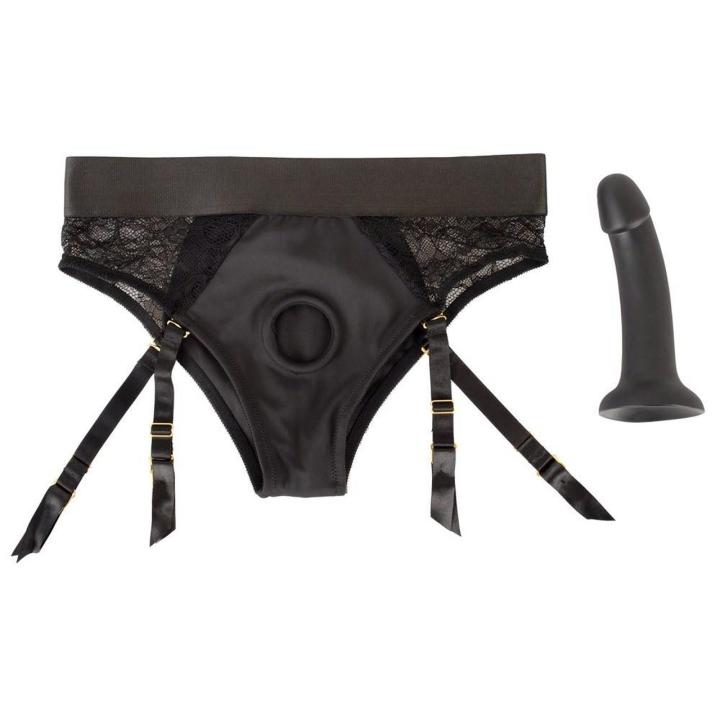 Koronkowy strap-on z dildo 17,5 cm z przyssawką | Loris.pl