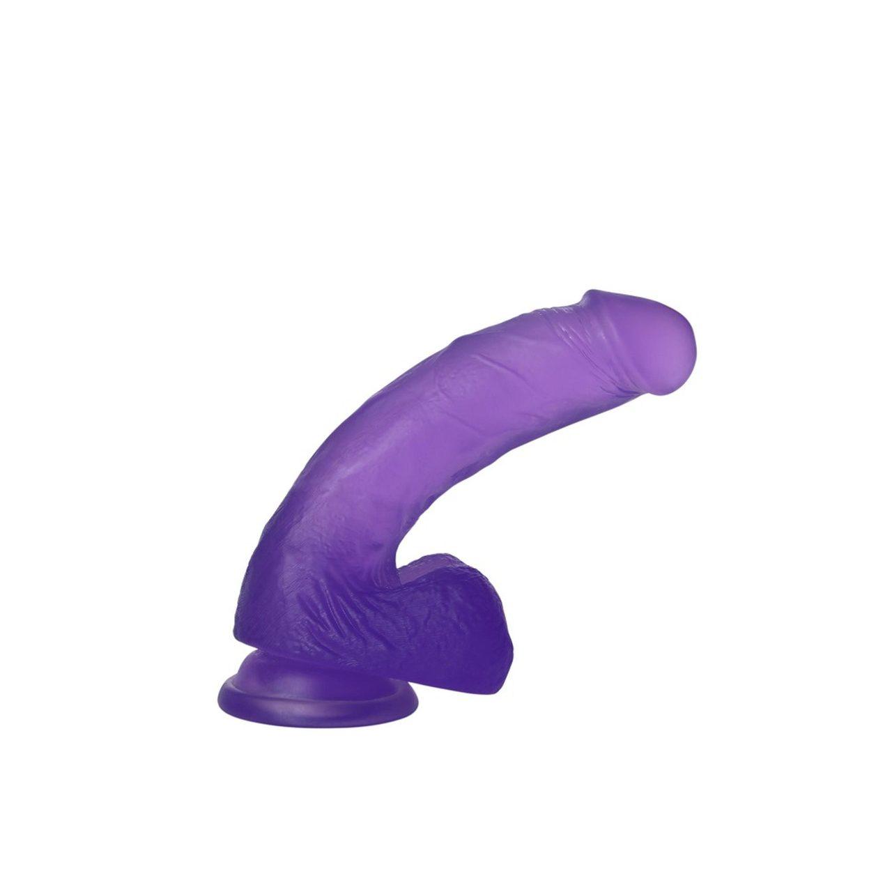 Fioletowe żelowe dildo z przyssawką 17,5 cm – realistyczne TPE | Loris.pl