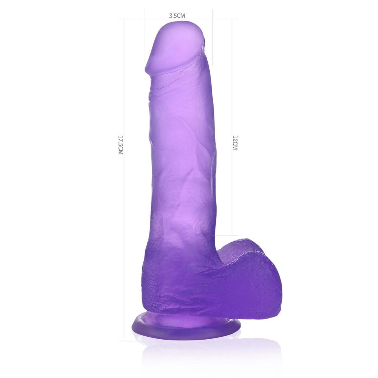 Fioletowe żelowe dildo z przyssawką 17,5 cm – realistyczne TPE | Loris.pl